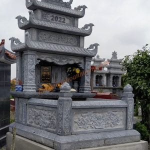 Mẫu mộ đôi đá 3 mái đao mây đẹp MĐ-27 Mẫu mộ đôi đá 3 mái đao mây đẹp MĐ-27