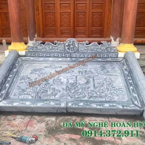 chiếu rồng đá, chiếu thờ đá, Mẫu chiếu rồng đá chạm cá chép vượt ngũ môn, cá chép hóa rồng đẹp