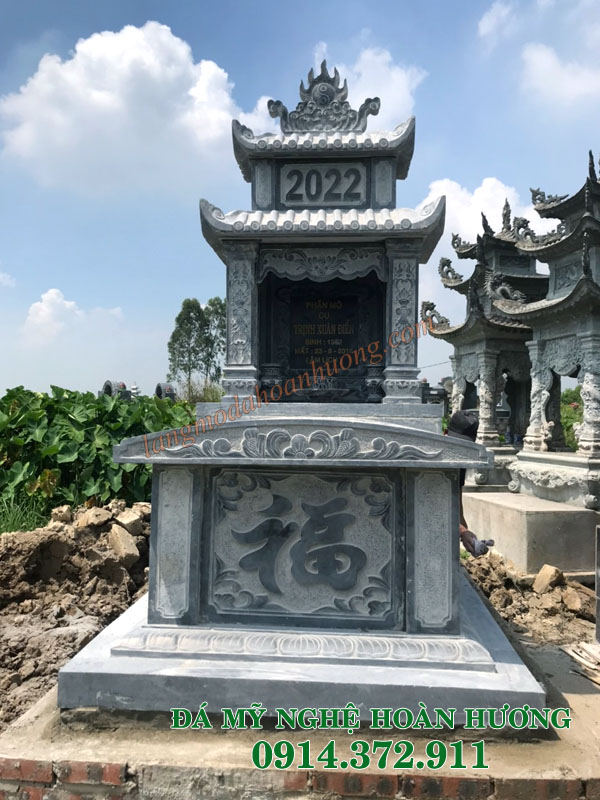 Mộ đá có mái, Mộ đá đẹp, mộ 2 mái đá, mộ 2 đao, lắp đặt mộ đá 2 mái tại Bắc Ninh