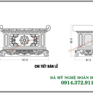Bản vẽ Thiết Kế Bàn lễ đá đẹp KT 147x81cm