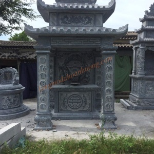 Mẫu Lầu thờ đá vuông 2 mái đẹp 01
