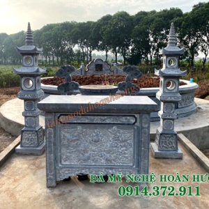 Mẫu bàn lễ đá đẹp chạm tứ linh 13