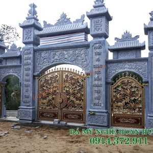 Mẫu cổng tam quan đá đẹp có mái 17 Mẫu cổng tam quan đá đẹp có mái 17