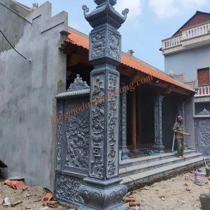 Mẫu cột đồng trụ đá đẹp cho Nhà thờ họ 09
