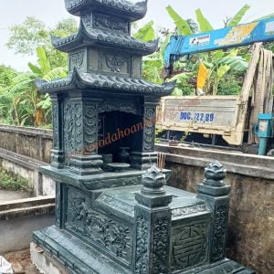 Mẫu mộ đá xanh rêu 3 mái MĐ-54 Mẫu mộ đá xanh rêu 3 mái MĐ-54