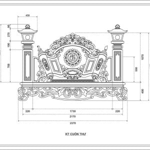 Bản thiết kế Cuốn thư đá có cột đèn dài 2m37 Bản thiết kế Cuốn thư đá có cột đèn dài 2m37