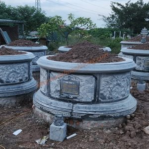 Mẫu mộ tròn đá chạm tứ quý MĐ-63