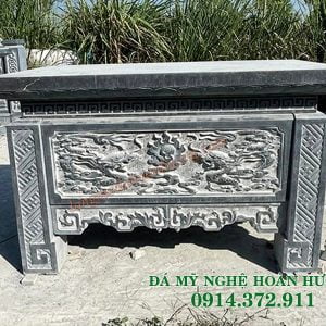 Mẫu bàn lễ đá chạm rồng chầu mặt nguyệt 19