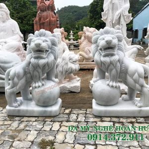 Tượng Con sư tử đá trắng 01