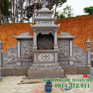 Mẫu lăng thờ cánh 1 mái đá 37