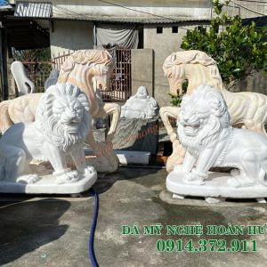 Tượng Con sư tử đá trắng 02