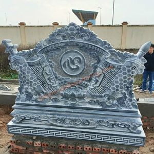 Mẫu cuốn thư đá chạm chữ Tâm CT-22