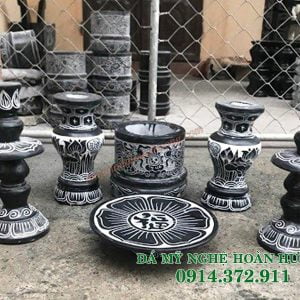 Bộ mâm bồng, bát hương, lọ hoa và nến đá đẹp