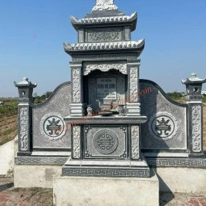 Mẫu lăng thờ đá 2 mái kết hợp cánh lượn 2 bên 42