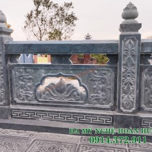 Mẫu lan can đá chạm bông sen thủng LCĐ-21