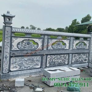 Mẫu lan can đá 2 tầng chạm bông sen thủng LCĐ-22 Mẫu lan can đá 2 tầng chạm bông sen thủng LCĐ-22