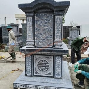 Mộ đá 1 đao mái vòm, mộ đá xanh đen