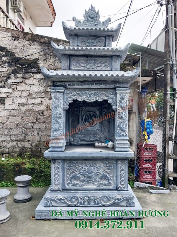 Mẫu lăng mộ đơn 3 mái chạm hổ phù