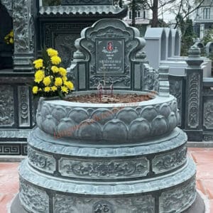 Mẫu mộ tròn đá xanh rêu đẹp MĐ-81 Mẫu mộ tròn đá xanh rêu đẹp MĐ-81