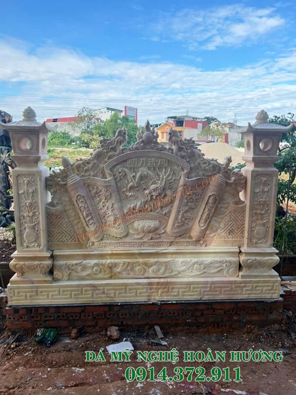 Cuốn thư đá, Bình phong đá, Cuốn thư đá có cột đèn